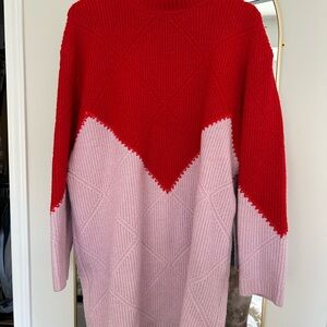 Colorblock Red and Pink Sweater